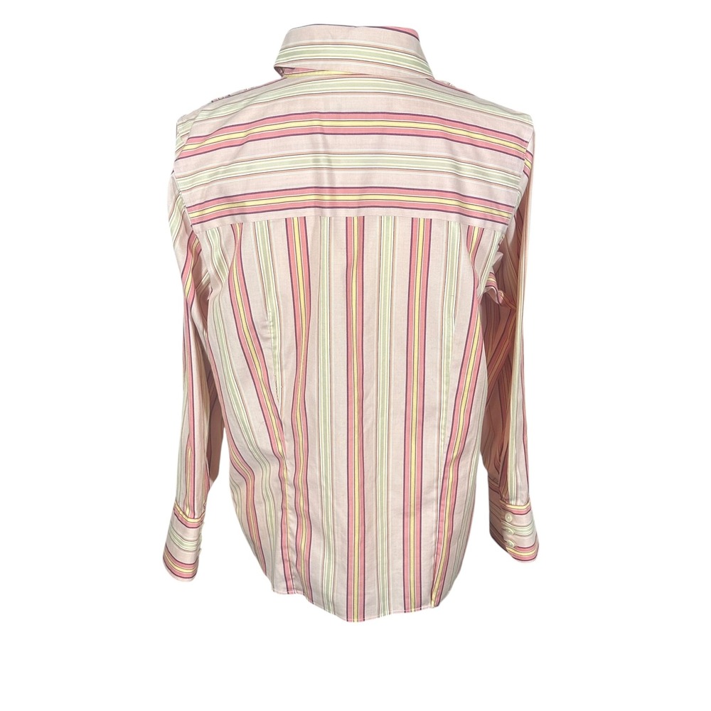 Talbots Button Down Shirt Women 12WP Pink Striped Wrinkle‎ Resistant Stretch - Picture 3 of 9